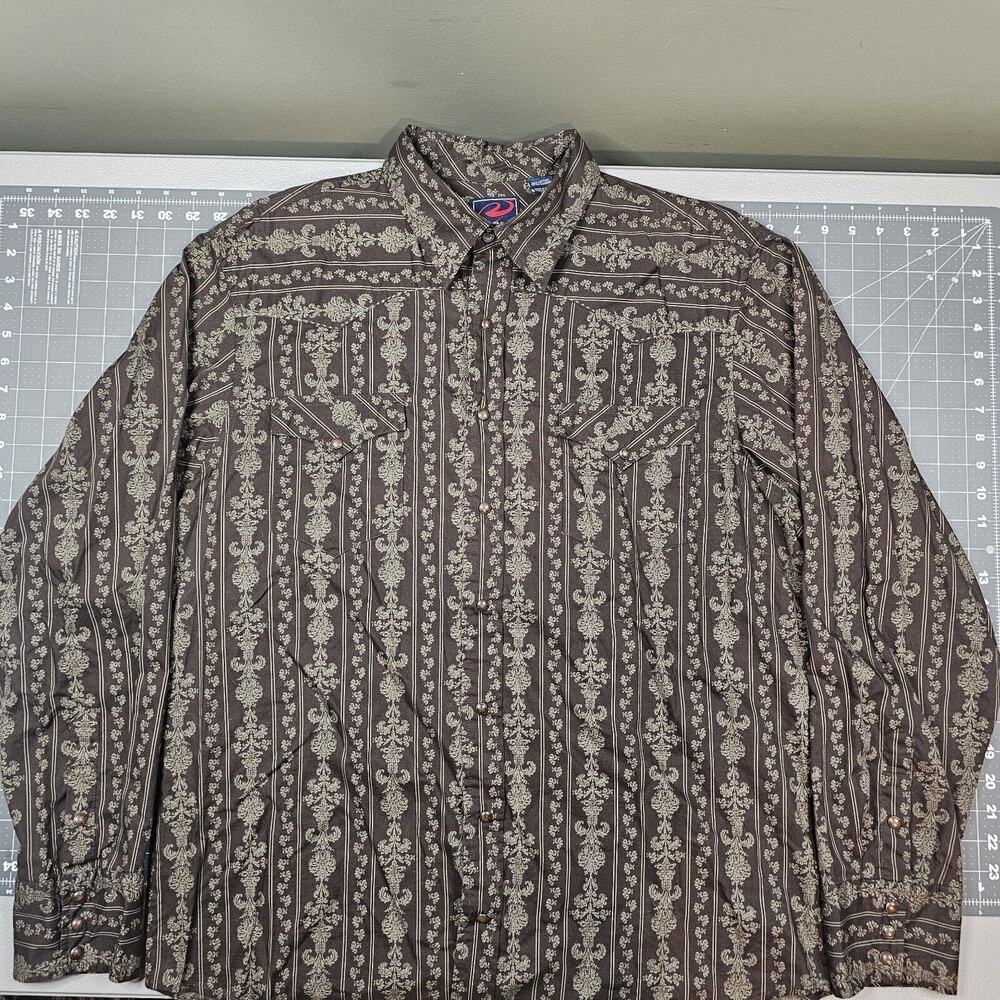 Roper Shirt XL Floral Paisley Striped Western Pearl Snap Cowboy Retro Rodeo